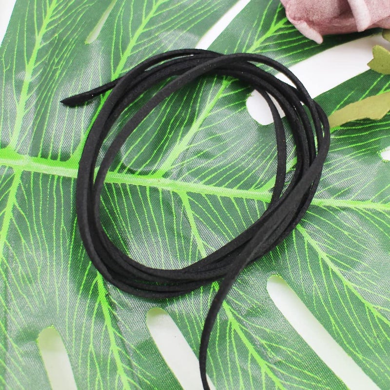 PAMIR TONG Black Faux Leather Cord for Jewelry Making 100 Yards 2.6mm Thin Suede String Rope for Bracelet DIY Crafting Cord for Necklace-Dream Catcher Supplies-Hat- Walking Stick - Image 5
